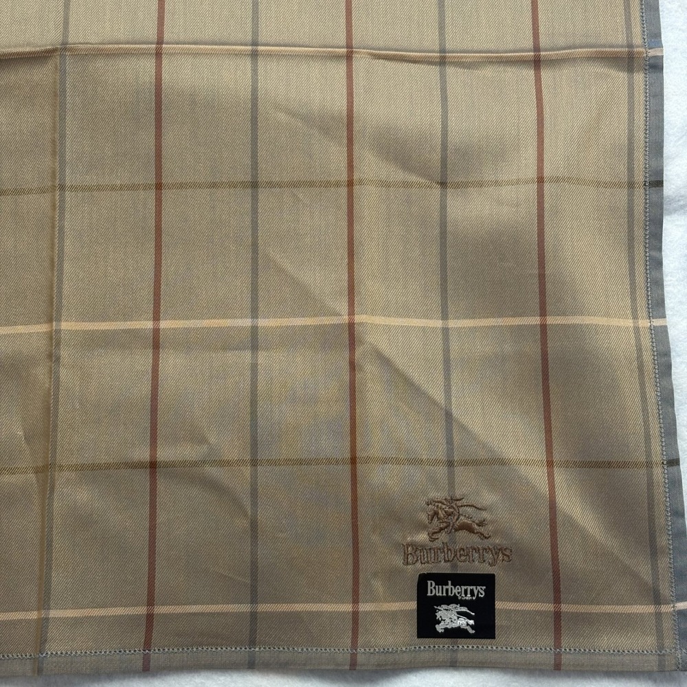 BURBERRYS of London Scarf Handkerchief Nova Check Cotton Beige Vintage 17.5"